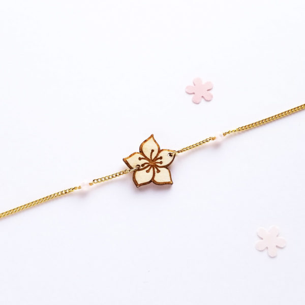 Bracelet sakura en bois d'érable français.