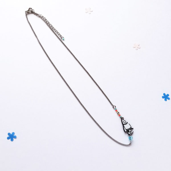 Collier rocket, petite fusée, bijou inspiré de l'espace.