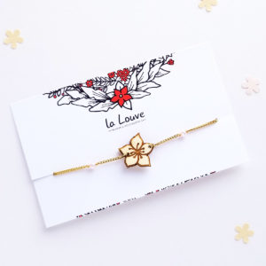 Bracelet sakura, fleur de cerisier en bois d'érable et acier inoxydable. Bijou créateur français.