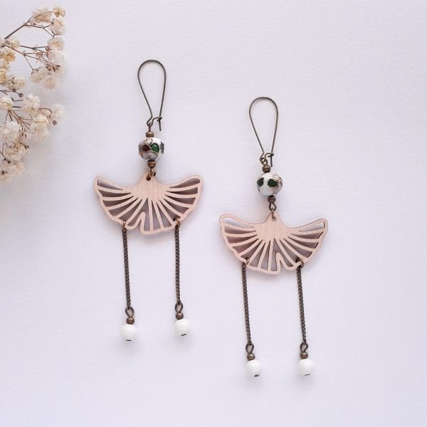 Ginkgo 銀杏 - Boucles d'oreilles longues feuilles de ginkgo - 6 couleurs disponibles – Image 6