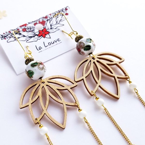 Lotus - boucles d'oreilles longues - 6 coloris disponibles – Image 2