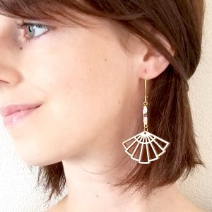 Boucles d'oreilles éventail en bois