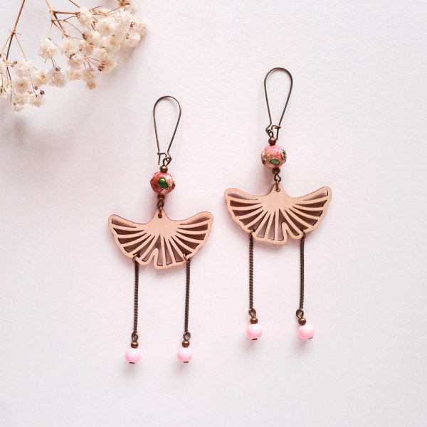 Ginkgo 銀杏 - Boucles d'oreilles longues feuilles de ginkgo - 6 couleurs disponibles – Image 3