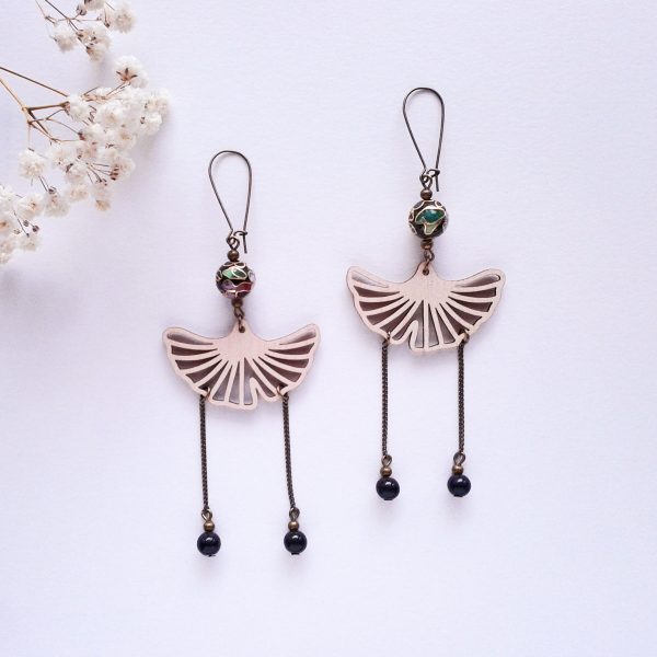 Ginkgo 銀杏 - Boucles d'oreilles longues feuilles de ginkgo - 6 couleurs disponibles – Image 7