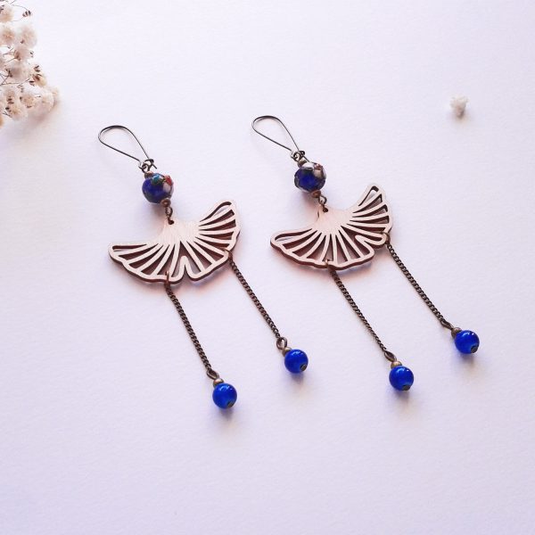 Ginkgo 銀杏 - Boucles d'oreilles longues feuilles de ginkgo - 6 couleurs disponibles – Image 12