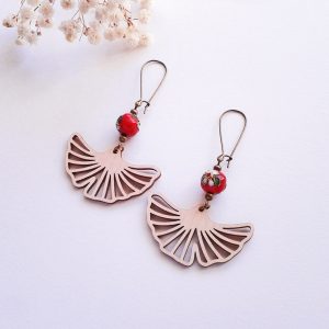 Ginkgo 銀杏 - Boucles d'oreilles feuilles de ginkgo - 6 coloris disponibles